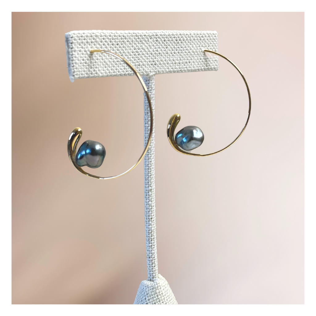 Keshi Tahitian Pearl Hoops