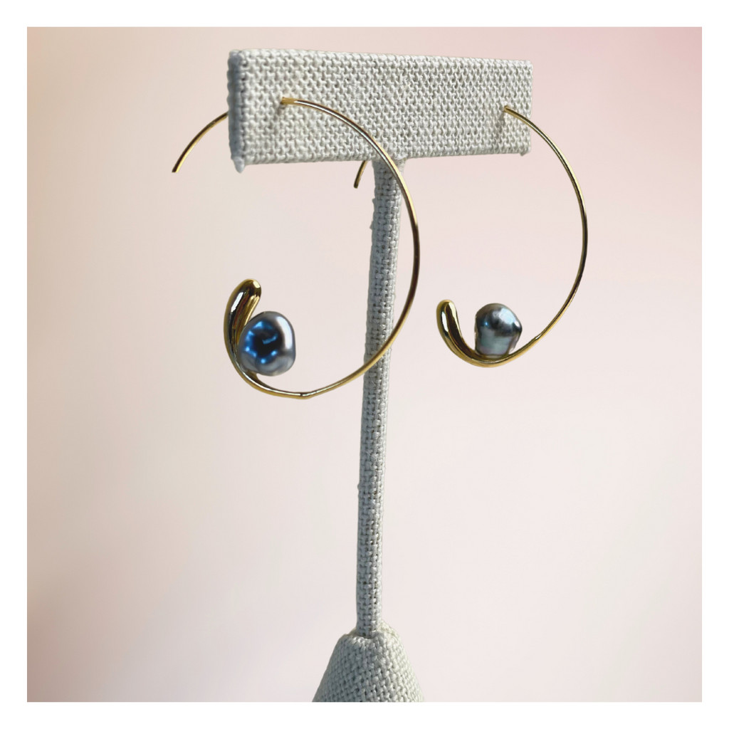 Keshi Tahitian Pearl Hoop 3