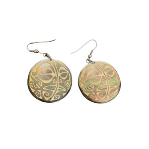 Gold Embossed Mother of Pearl Earrings