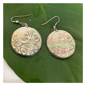 Gold Embossed Mother of Pearl Earrings