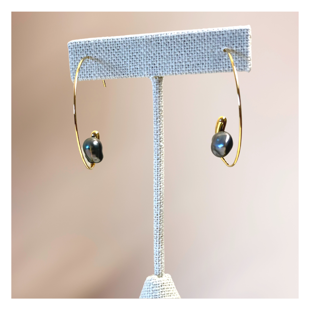 Keshi Tahitian Pearl Hoops