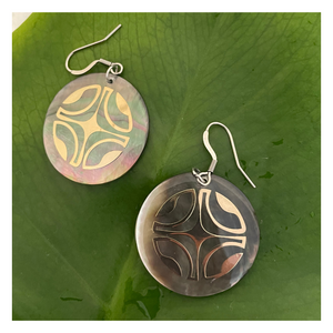 Gold Embossed Mother of Pearl Earrings