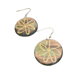 Gold Embossed Mother of Pearl Earrings