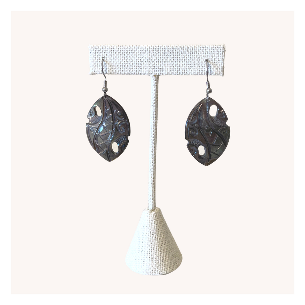 Mother of Pearl Teardrop Cut out Earrings